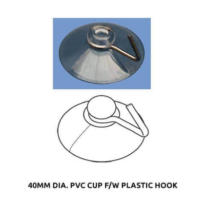 40mm dia. PVC cup f/w plastic hook