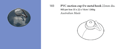 22mm dia. PVC cup f/w metal hook