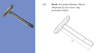 Hook clear polycarbonate 38mm