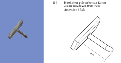 Hook clear polycarbonate 12mm